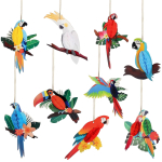 9PCS tropical bird decoration set, party parrot decorations, jungle-themed bird ornaments, suitable for summer tropical parties and Hawaiian style 9PCS blue