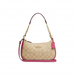 Coach Teri 25 T&auml;helogo Klassikaline Monogramm T&otilde;mblukuga L&otilde;petamine L&otilde;uend ja Nahast &Otilde;lakott Sadulakott Naiste &otilde;lakott Pruun Roosa CA548-IMVGK Basic Set (Bag+Dust Bag)