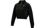 Nike Sportswear Naiste Sametine Kolmveerand Zip T-s&auml;rk Must DQ5939-010 L