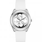 GUESS G Twist Valge Roostevaba Teras, Silikoon/Kumm Naiste Kvartsikell W0911L1 valge