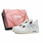 Jordan Air Jordan 4 Abrasion Resistant Mid top Vintage Basketball Shoes Women's White Cyan AQ9129-170(Team80-S-BOX) 35.5