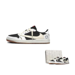 Jordan x Travis Scott Air Jordan 1 Cushioning Abrasion Resistant Breathable Low top Vintage Basketball Shoes Women's DZ4137-700(Team1803-6) 35.5 white
