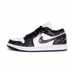 Jordan Air Jordan 1 Abrasion Resistant Low top Vintage Basketball Shoes Unisex Gold Black 553558-165(Team1375-) 40