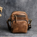 Meeste Retro Nahast Telefoniv&ouml;&ouml;kotid, Crazy Horse Nahast Multifunktsionaalne Crossbody Kott, Puhta Lehma Nahast &Uuml;he &Otilde;la, Lihtne brown