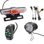 E-ratta esipiduri tagatule komplekt 24V 36V 48V Jalgrattakanduri lamp koos helisignaali esitule l&uuml;litiga Energias&auml;&auml;stlik elektriratta tarvik black