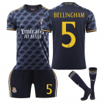 Real Madrid Bellinghami jalgpallis&auml;rk 2024-25 Laste jalgpallikomplekt, YSHT noorte spordir&otilde;ivad, Valge/Must, Hingav ja kerge 100-110 CM valge