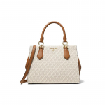 MICHAEL KORS MARILYN kogu pinnal logo t&auml;hetr&uuml;kk v&auml;rviplokk kaetud l&otilde;uend k&auml;es kantav &otilde;lakott crossbody kott keskmine suurus naiste valge/pruun valge