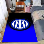 Inter Milani logo vaip musta ja sinise gradatsioonimustri disainiga Sobib kasutamiseks libisemisvastasena elutoas magamistoas diivanitel 80x120cm( 31x47in) black