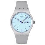 SWATCH ORIGINALS seeria kvartsmehhanism 30 meetrit veekindel unisex &Scaron;veitsi kell 41mm sinine sihver bioallika materjalist korpus silikoonrihm SO29M702 sinine