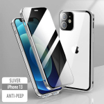 360&deg; t&auml;iskaitsega metallist magnetiline kahepoolne klaasist kl&otilde;pslukuga pealtvaatamist takistav telefoni&uuml;mbris iPhone 15 14 13 12 16 Pro Max jaoks for iphone14 (6.1")