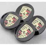 4 X Porsche Veljekate Keskembleem Must Kaardus 76mm Logo v&auml;rvHEA