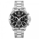 Hugo Boss 1514057 meeste k&auml;ekell H&otilde;bedane rihm must sihverplaat 45 mm + karp