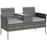 Kahekohaline rotangtool keskmise lauaosaga - s&ouml;egrillhall 135 x 64 x 81 cm