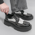 Meeste Creepers Loaferid Elegantne liftkingad K&otilde;rgust suurendavad Must Valge Nahast Kingad Paks Tald Platvormkingad Suurused EU: 46 valge