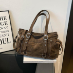 Y2K Steampunk Naiste Totes Kott Suede PU Nahast &Otilde;lakott Neetidega Mitme Taskuga Reguleeritava Rihmaga K&auml;ekott brown