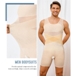 Meeste vormiv body v&ouml;&ouml;kohta kitsendav tihe kompressiooniga salendav aluss&auml;rk 3XL beež