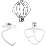 ELSOON KitchenAid Mikseri Lisatarvikute Komplekt K45DH Taignakonks K45B Lamedaotsikuline Vispel K45WW Traatvispel 3-osaline Asenduskomplekt 4,5QT Alusmikseritele white