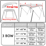 600D 3/4 Kaarega Bimini Katte Kott + Bimini Katte Hoiukoti Kate UV-kindel Tolmukindel Veekindel Jaht Paadi Kate T&otilde;mblukuga 3 BOW Silver 54-60W