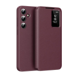 S24+ Nutikas S-View Rahakott Klappkaas Samsung Galaxy S24 Ultra S24 Plus'ile Aknaga Vaade Vaba Klapp K&otilde;nedele Vastamine Nahast Kaaned For Galaxy S24 Ultra punane