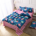 WTEMPO 4tk lilladest lilledega voodipesukomplekt linakomplekt kootud mugav tekivoodikomplekt Twin 3pcs