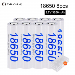 PALO 8PCS 18650 aku 3,7 V 3200 mAh laetav l&otilde;vi aku LED-v&auml;lklampi aku jaoks 18650 aku valge