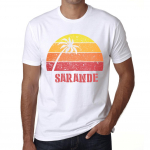 Meeste Vintage T-s&auml;rk Graafiline T-s&auml;rk SARANDE Sunset White XS valge