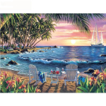 Tikkimine maastik t&auml;isring puur 5D DIY teemantmaaling suvine mereristpistes rand 20X30CM