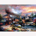 Teemantmaaling Rongi maastik Ristpistes Andscape Teemanttikandid Rhinestones j&otilde;ulukink 20X30CM