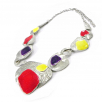 NOA [I5315] - Collier Cr&eacute;ateur 'Coloriage' rouge violet jaune mitmev&auml;rviline