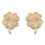 Les Tr&eacute;sors De Lily [P2344] &ndash; kullatud 4 Leaf Clovers k&otilde;rvar&otilde;ngad &ndash; 12x9 mm valge