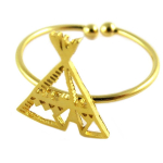 7bis [Q1417] - Bague artisanale 'Tipi' dor&eacute; - 14x12 mm kuld