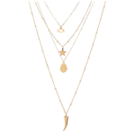 Les Tr&eacute;sors De Lily [Q8625] - Collier cr&eacute;ateur acier 'Boho' dor&eacute; (4 rangs) - 38/42/46/60 cm- dent 20x7 mm kuld