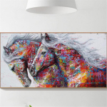 T&auml;ielik 5D Teemantmaal Elegantne v&auml;rviline hobune Tikand Ristpistes Kodukaunistus K&auml;sitsi valmistatud kingitus 25x30cm