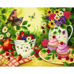 5D DIY Teemantmaaling Linnud ja lilled Teemanttikandiga ristpistes Rhinestone Mosaiic 20X30CM