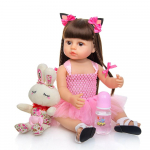 55 cm Bebe Doll Reborn Toddler Girl Roosa Printsess V&auml;ga pehme kogu kehaga silikoonist ilus nukk P&auml;ris puutetundlik m&auml;nguasja kingitus 22 inch pruun