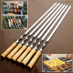6 tk roostevabast terasest grillvardad, v&auml;ligrill, pika varrega grillvarras
