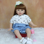 BZDOLL 60 CM Pehmest silikoonist Reborn Toddler Baby Doll M&auml;nguasi T&uuml;drukutele Elutruu 24-tolline vin&uuml;&uuml;list pikkade juustega Printsess Tayra Kleit Up Alive Bebe Eyes, 60cm Doll sinine