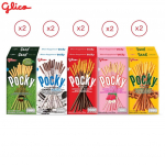Glico Pocky Double Happiness komplekt, Piimjas Matcha ja k&uuml;psistega kaetud k&uuml;psisepulk, koor ja &scaron;okolaad, maasikas ja p&auml;hkline mandel, 10 tk 10 pcs