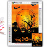 5D DIY teemanttikandid Halloweeni k&otilde;rvitsa ja n&otilde;ialossi teemantmaaling mosaiik kodukaunistus Full Round 20X30CM
