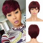 MISS PARUKAS L&uuml;hikesed punased Pixie Parukad naistele S&uuml;nteetilised punased L&otilde;igatud Pixie Parukad Daily Mood S&uuml;nteetilised Lainelised punased Pixie Cut Parukad