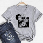 (Aasia suurus)Green Plant Sweet Lovely Clothing vabaaja l&uuml;hikeste varrukatega 90ndate naiste prinditud naiste graafiline T-s&auml;rk Tee top moodne T-s&auml;rk S