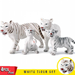 4tk/komplekt Solid White Tiger Suit Simulation Tiger Animal Model M&auml;nguasi 4pcs/set