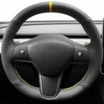 Auto Rooli Kate Rooli M&auml;his Suede Nahk Originaal Rooli Punutis Tesla Model 3 2015-2021 Model Y jaoks Style 14