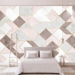 Roosa geomeetriaga teleri taustsein Kodukaunistused Seinamaal Moodne disain Elutoa Magamistoa 3D-fototapeet 200 cm(W) x 140 cm(H)