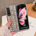 Luksuslik Bling Rhinestone telefoni&uuml;mbris Samsung Galaxy Z Fold 3 4 Diy Diamond Hard PC tagakaas For Samsung Z Fold 4