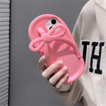 Korea armas 3D roosa Bowknot Flip-Flops telefoni&uuml;mbris iPhone 14 13 12 11 Pro Xs Max X Xr 7 8 Plus silikoonist kaitsev pehme kate For iPhone XS Max