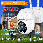 UUS T&auml;iustatud 27 LED-i 1080P WiFi IP-kaamera juhtmevaba kiirkuppel PTZ veekindel CCTV IR v&auml;litingimustes NetCami turvakaamera smart camera valge