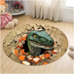 Multikas &uuml;mmargune p&otilde;randamatt Loom Naljakas dinosaurus 3D Vannituba K&ouml;&ouml;k Vaip Maja uksematt lastele Poistele Elutuba Libisemiskindel Diameter 60cm