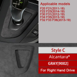 Auto k&auml;iguvahetusnupu kate Kvaliteetne karusnaha kleebis BMW F30 F31 F34 F10 F07 F20 F21 X3 F25 X4 F26 X5 F15 X6 F16 jaoks Style A-Gray LHD black