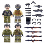 4 TK armee eriv&auml;gede s&otilde;durid p&uuml;stol s&otilde;jarelv relv minifiguurid klotsid tellistest mudel ehituskomplektid lastele haridus m&auml;nguasjad